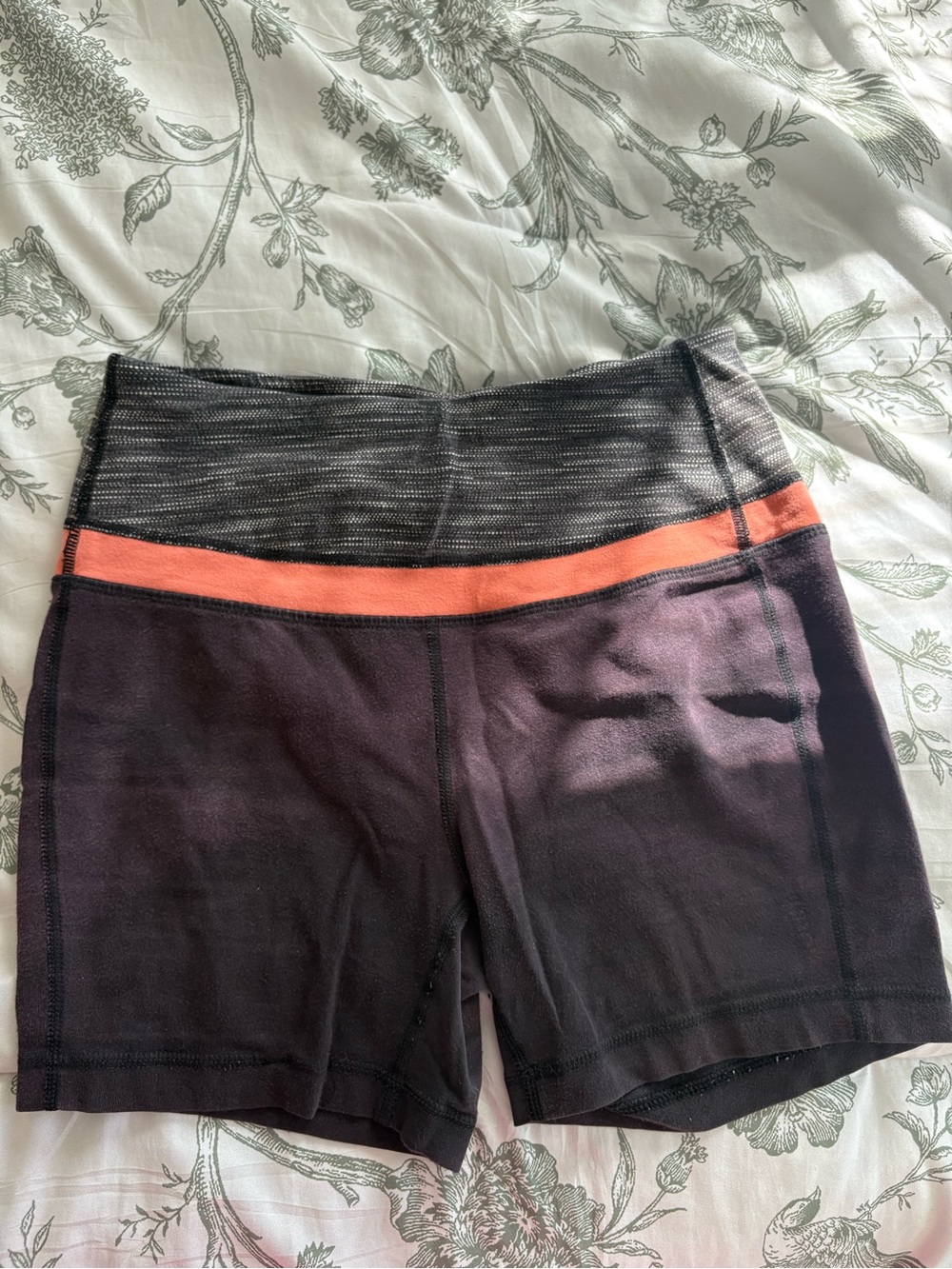 Reebok Women’s High-Waist Plum Active Shorts with Coral Waistband